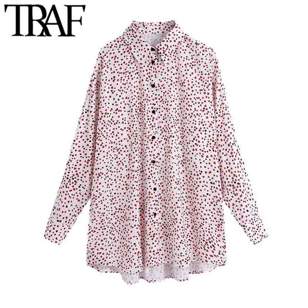 women fashion heart print loose blouses vintage long sleeve button-up female shirts blusas chic 210507, White
women fashion heart print loose blouses vintage long sleeve button-up female shirts blusas chic 210507, White