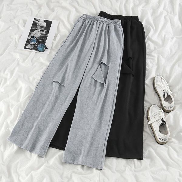 women's pants & capris solid high elastic waist wide leg autumn 2021 chic hole design woman street fashion loose casual pantalones, Black;white
women's pants & capris solid high elastic waist wide leg autumn 2021 chic hole design woman street fashion loose casual pantalones, Black;white