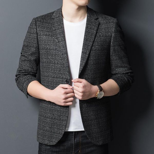 men's suits & blazers men classical plaid blazer gray coffee checked pattern smart casual suit jacket male elegant notched collar busin, White;black
men's suits & blazers men classical plaid blazer gray coffee checked pattern smart casual suit jacket male elegant notched collar busin, White;black