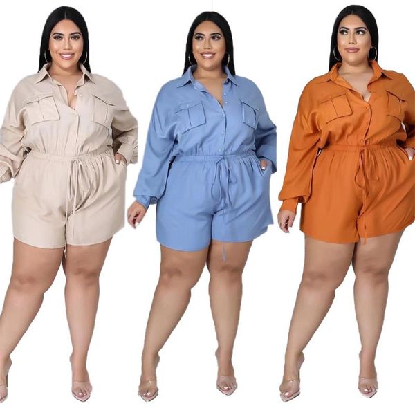 plus size tracksuits trendy women clothing pure color fashion high waist casual shirt collar jumpsuits womens wholesale drop, Black
plus size tracksuits trendy women clothing pure color fashion high waist casual shirt collar jumpsuits womens wholesale drop, Black