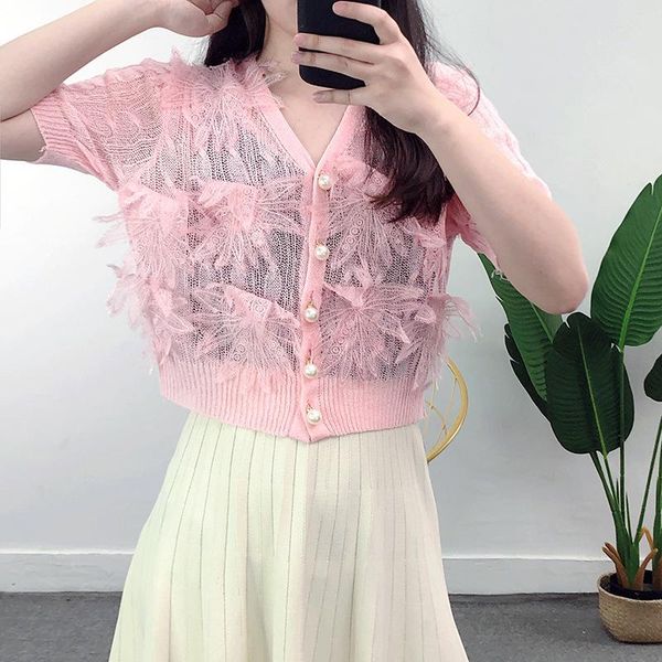 women's knits & tees french lace kintted cardigan women summer 2021 a0 short sleeved white embroidered flower design luxury woman
women's knits & tees french lace kintted cardigan women summer 2021 a0 short sleeved white embroidered flower design luxury woman