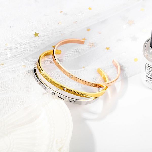 bangle fashion personalized engraved rose gold color titanium steel bracelet jewelry letters c shape & for women men, Black
bangle fashion personalized engraved rose gold color titanium steel bracelet jewelry letters c shape & for women men, Black