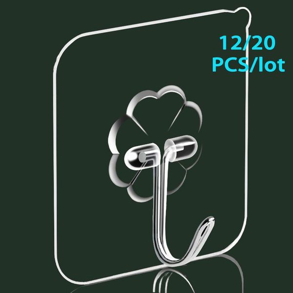 hooks & rails 12/20pcs transparent wall seamless hanging hook waterproof self adhesive for kitchen bathroom office accessories
hooks & rails 12/20pcs transparent wall seamless hanging hook waterproof self adhesive for kitchen bathroom office accessories