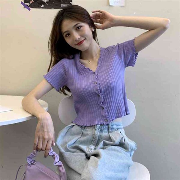 summer women's short-sleeved knitted t-shirt korean solid color v-neck female wild bm short gd373 210506, White
summer women's short-sleeved knitted t-shirt korean solid color v-neck female wild bm short gd373 210506, White