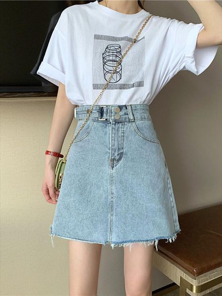 summer blue high waist womens skirt denim solid korean version of the a line ladys short, Black
summer blue high waist womens skirt denim solid korean version of the a line ladys short, Black