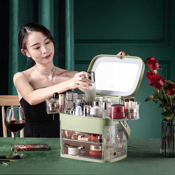 cosmetic storage box with mirror led light deskmakeup organizer case dust-proof drawer type for cosmetics boxes & bins
cosmetic storage box with mirror led light deskmakeup organizer case dust-proof drawer type for cosmetics boxes & bins
