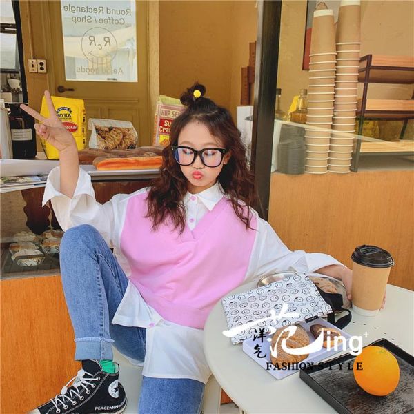 shirts children's clothing 2021 spring girls hedging long-sleeved shirt casual stitching color, White;black
shirts children's clothing 2021 spring girls hedging long-sleeved shirt casual stitching color, White;black