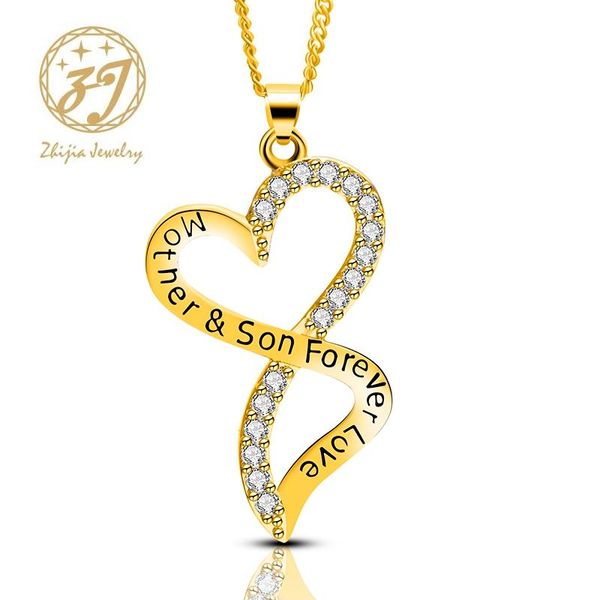 zhijia brand jewelry trendy heart shape design "mother&son forever love" pendant necklace luxury rhinestone gifts chains, Silver
zhijia brand jewelry trendy heart shape design "mother&son forever love" pendant necklace luxury rhinestone gifts chains, Silver