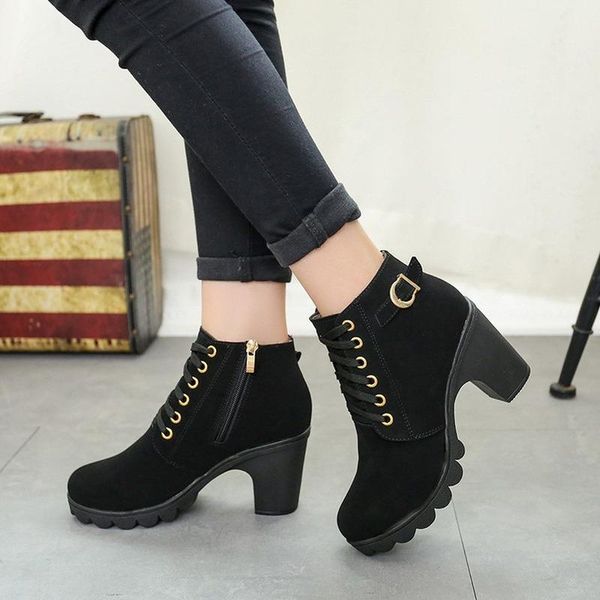 boots waterproof platform large size ankle women autumn and winter thick heel high lacing round head s066, Black
boots waterproof platform large size ankle women autumn and winter thick heel high lacing round head s066, Black