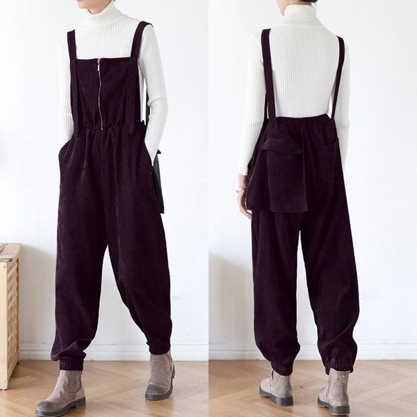women's jumpsuits & rompers women corduroy spring 2021 zanzea kaftan overall casual suspender romper female zipper harem trousers turni, Black;white
women's jumpsuits & rompers women corduroy spring 2021 zanzea kaftan overall casual suspender romper female zipper harem trousers turni, Black;white