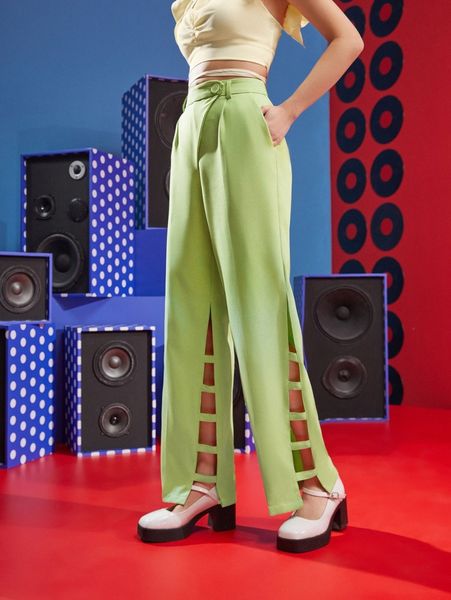 x jewel sum high waist cut out wide leg pants e9bl#, Black;white 
x jewel sum high waist cut out wide leg pants e9bl#, Black;white