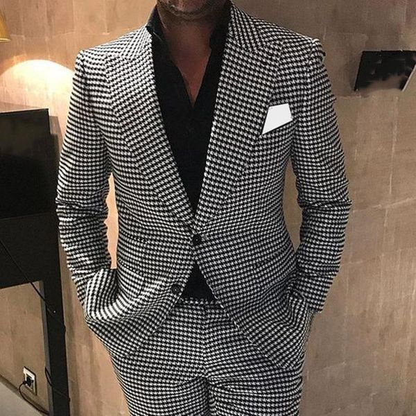 men's suits & blazers custom fashion houndstooth men slim fit groomsmen tuxedo for wedding evening party 2 piece male coat pant, White;black
men's suits & blazers custom fashion houndstooth men slim fit groomsmen tuxedo for wedding evening party 2 piece male coat pant, White;black