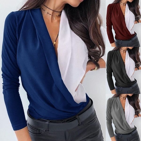 plus size autumn and winter long-sleeved multi-color stitching deep v-neck swing-neck blouse shirt women office slim x0521, White
plus size autumn and winter long-sleeved multi-color stitching deep v-neck swing-neck blouse shirt women office slim x0521, White