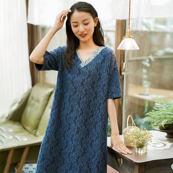johnature women vintage jacquard dress cotton blend robes summer v-neck short sleeve embroidery a-line dress 210521, Black;gray
johnature women vintage jacquard dress cotton blend robes summer v-neck short sleeve embroidery a-line dress 210521, Black;gray