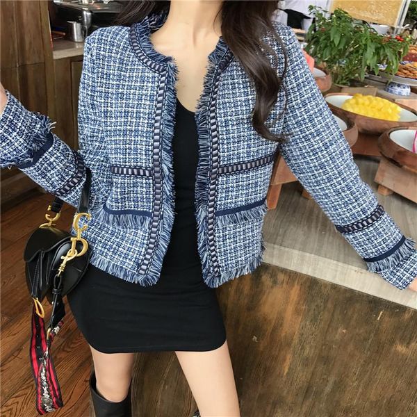 women's jackets fashion long-sleeved fringed tweed jacket crop autumn loose casual o neck plaid woolen coat retro blue cardigan top, Black;brown
women's jackets fashion long-sleeved fringed tweed jacket crop autumn loose casual o neck plaid woolen coat retro blue cardigan top, Black;brown