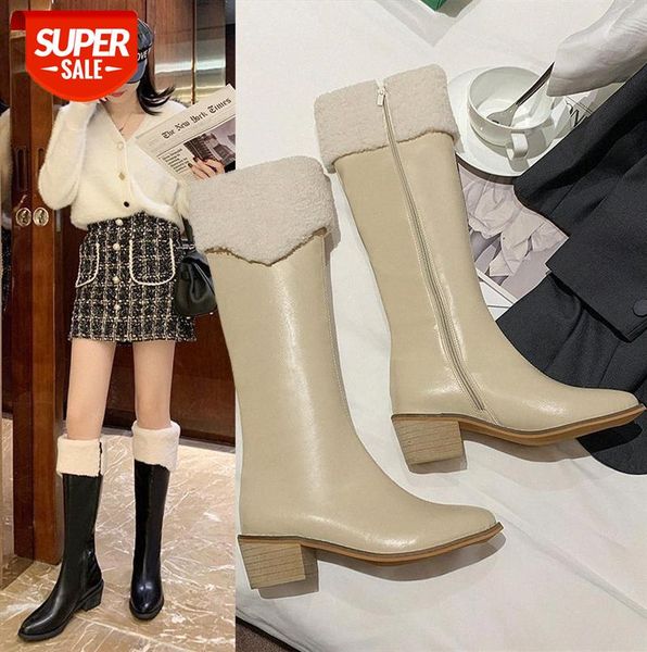 women's long boots, knight korean style hairy but lacquer mid-heeled thick heels and velvet high-women #ql87
women's long boots, knight korean style hairy but lacquer mid-heeled thick heels and velvet high-women #ql87