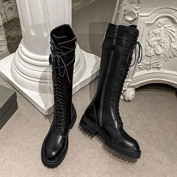 high street fashion solid zip cow leather thigh boots round toe low heels punk style female winter, Black
high street fashion solid zip cow leather thigh boots round toe low heels punk style female winter, Black