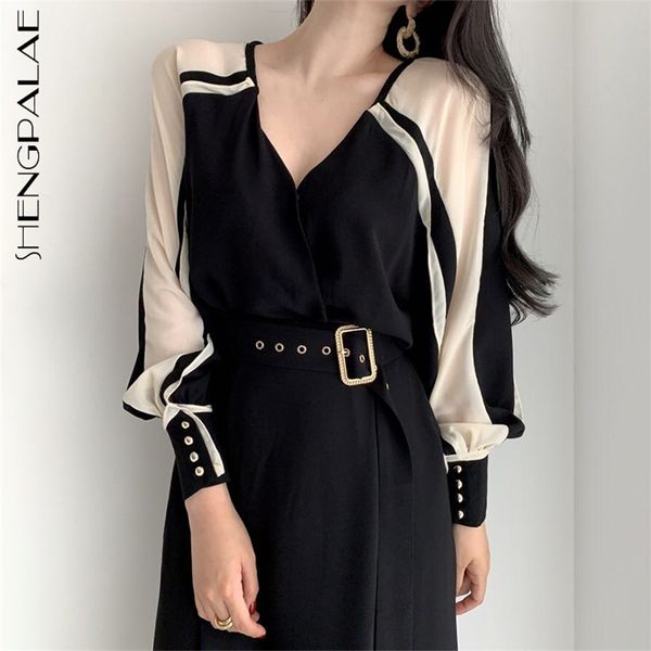 elegant contrast color dress women's spring v-neck micro transparent lantern sleeve dresses with belt 5b490 210427, Black;gray
elegant contrast color dress women's spring v-neck micro transparent lantern sleeve dresses with belt 5b490 210427, Black;gray