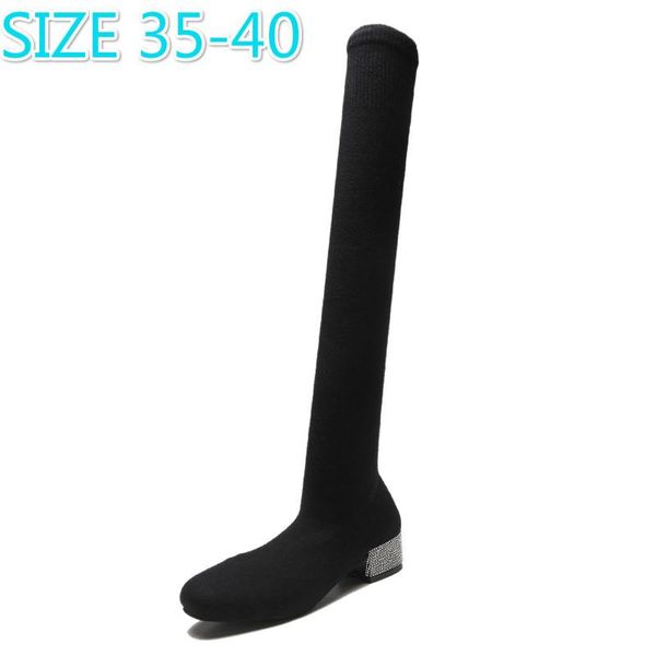 boots slip on warm women socks round toe suede over the knee botas mujer thick heels rubber high 2021, Black
boots slip on warm women socks round toe suede over the knee botas mujer thick heels rubber high 2021, Black