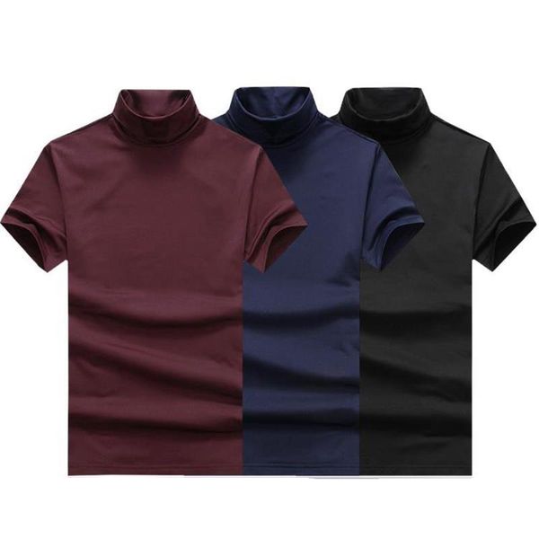 men's t-shirts high neck solid black slim tees stand neckline stretchy short sleeve t shirts for male, White;black
men's t-shirts high neck solid black slim tees stand neckline stretchy short sleeve t shirts for male, White;black