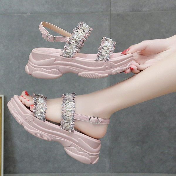 dress shoes pearl word belt sandals 2021 summer style platform fashion high heel women's casual flat-heel student, Black
dress shoes pearl word belt sandals 2021 summer style platform fashion high heel women's casual flat-heel student, Black