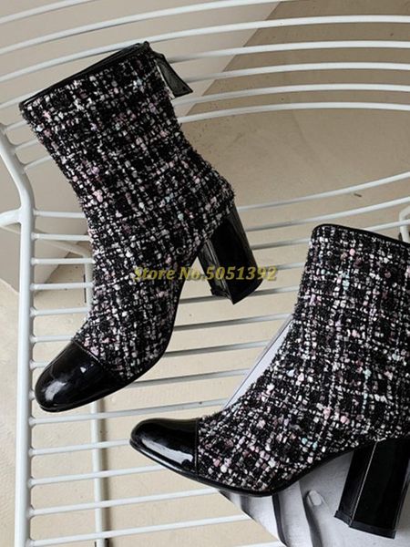 boots est lattice patchwork round toe block heel zipper stylish shoes women dress luxury designer knight, Black
boots est lattice patchwork round toe block heel zipper stylish shoes women dress luxury designer knight, Black