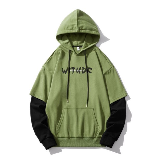 fashion brand men's hooded sweater autumn college style pure cotton fake two loose casual clothes, Black
fashion brand men's hooded sweater autumn college style pure cotton fake two loose casual clothes, Black