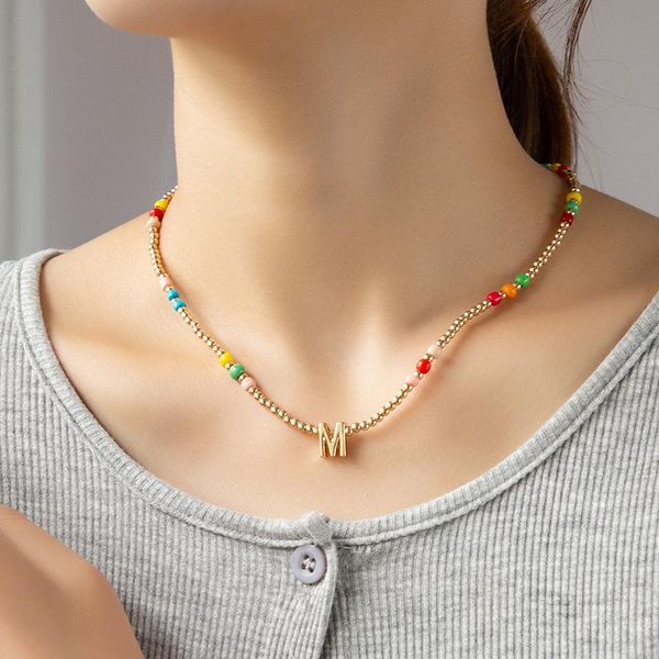 chokers fashion colorful beads letter m choker necklaces for women boho gold color bead clavicle chain necklace girl party jewelry, Golden;silver
chokers fashion colorful beads letter m choker necklaces for women boho gold color bead clavicle chain necklace girl party jewelry, Golden;silver