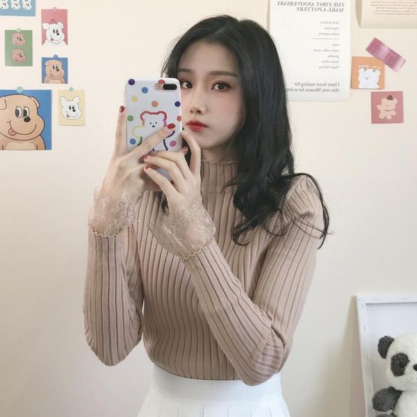 women's sweaters real s cost-effective 2021 autumn korean-style slim lace, White;black
women's sweaters real s cost-effective 2021 autumn korean-style slim lace, White;black