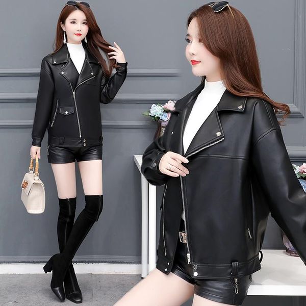women's leather & faux autumn jacket short lapel spring pu motorcycle zipper small black pink blue female
women's leather & faux autumn jacket short lapel spring pu motorcycle zipper small black pink blue female