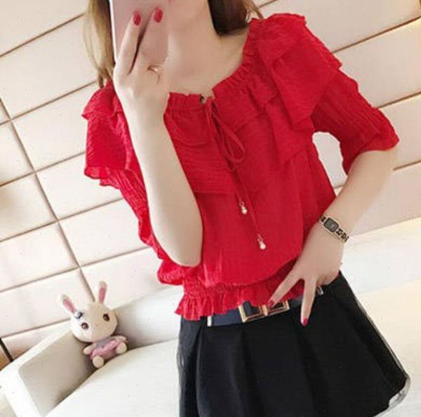 spring summer chiffon casual women blouses ruffles short sleeve o neck slim shirts elegant blusas df3440, White
spring summer chiffon casual women blouses ruffles short sleeve o neck slim shirts elegant blusas df3440, White