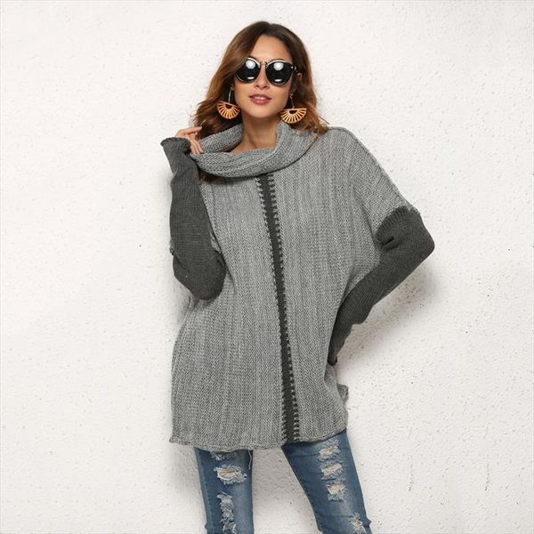 women long sleeves loose knitted sweater pullover jumper casual tunic streetwear female patchwork turtleneck cowl neck, White;black
women long sleeves loose knitted sweater pullover jumper casual tunic streetwear female patchwork turtleneck cowl neck, White;black