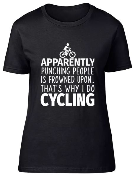 punching people is frowned upon that why i do cycling fitted women ladie tshirt, White;black 
punching people is frowned upon that why i do cycling fitted women ladie tshirt, White;black