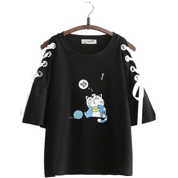 merry pretty women lace up cartoon print t shirts summer short sleeve o-neck cotton shirt for girl cute casual ops ees 210526, White
merry pretty women lace up cartoon print t shirts summer short sleeve o-neck cotton shirt for girl cute casual ops ees 210526, White