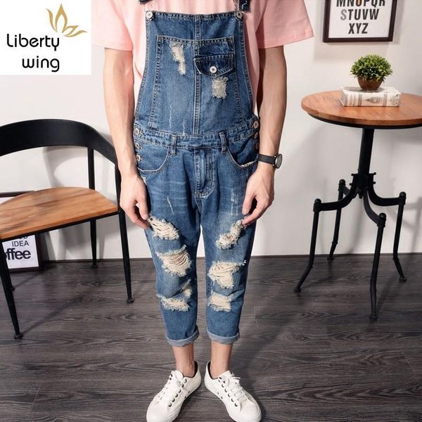 harajuku summer men hole ripped jeans jumpsuits plus size male trousers slim denim overalls retro casual cowboys suspender pants men's, Blue
harajuku summer men hole ripped jeans jumpsuits plus size male trousers slim denim overalls retro casual cowboys suspender pants men's, Blue