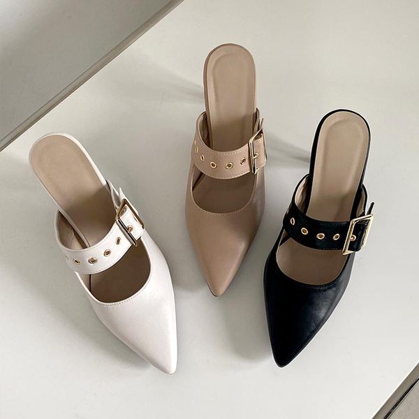slippers baotou half women's 2021 fashion all-match belt buckle pointed high heel retro mule shoes thin heeled, Black
slippers baotou half women's 2021 fashion all-match belt buckle pointed high heel retro mule shoes thin heeled, Black