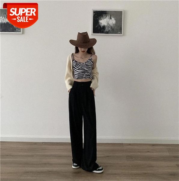 high waist drape mopping trousers straight leg loose and thin casual pants #ug2w, Black;gray
high waist drape mopping trousers straight leg loose and thin casual pants #ug2w, Black;gray