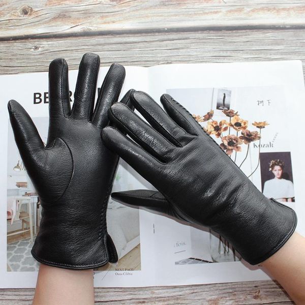 five fingers gloves women' black deerskin thick wool lining winter warm genuine leather two styles, Blue;gray
five fingers gloves women' black deerskin thick wool lining winter warm genuine leather two styles, Blue;gray