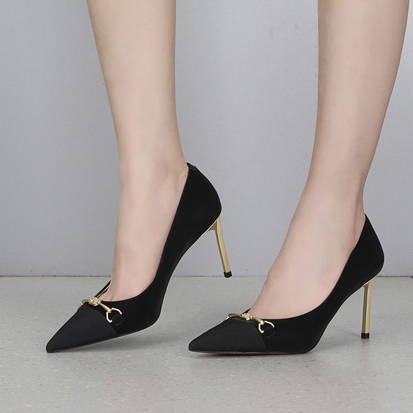 high sandals heels 2021 new horsebit stiletto pointed professional color matching ladies temperament single shoes, Black
high sandals heels 2021 new horsebit stiletto pointed professional color matching ladies temperament single shoes, Black
