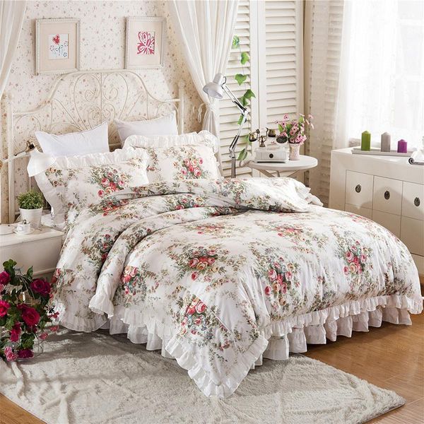 bedding sets pastoral floral print ruffle quilt cover set 100% cotton duvet pillowcases princess bedclothes home textiles
bedding sets pastoral floral print ruffle quilt cover set 100% cotton duvet pillowcases princess bedclothes home textiles