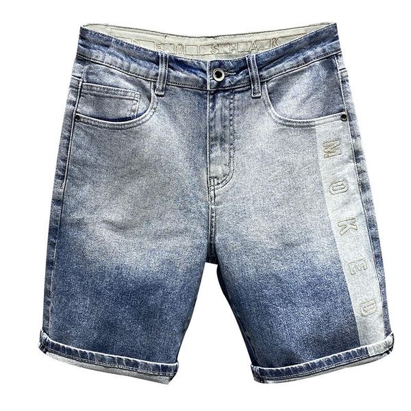 men's jeans summer letters embroidery denim shorts casual gradient color light blue loose knee length breeches
men's jeans summer letters embroidery denim shorts casual gradient color light blue loose knee length breeches