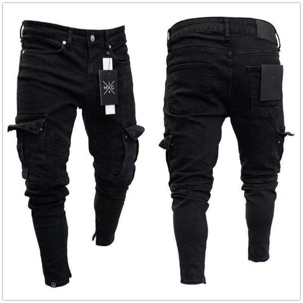 men's jeans 2021 men black fashion stretch denim pencil pants street trendy casual pocket trousers s-3xl drop, Blue 
men's jeans 2021 men black fashion stretch denim pencil pants street trendy casual pocket trousers s-3xl drop, Blue
