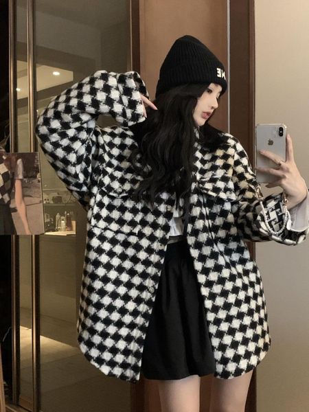 women's jackets coats for women 2021 autumn winter plaid elegant long sleeve french style thick short casual female clothing 7010#, Black;brown
women's jackets coats for women 2021 autumn winter plaid elegant long sleeve french style thick short casual female clothing 7010#, Black;brown