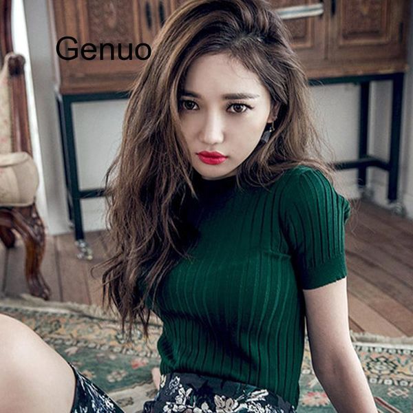 women's t-shirt women o-neck knitted short sleeve solid thin t-shirts girls knitting large elastic tees, White
women's t-shirt women o-neck knitted short sleeve solid thin t-shirts girls knitting large elastic tees, White