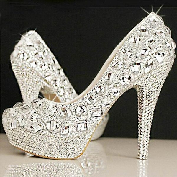 crystal bridal shoes rhinestone handmade female silver high heels platform wedding women pumps dress, Black
crystal bridal shoes rhinestone handmade female silver high heels platform wedding women pumps dress, Black