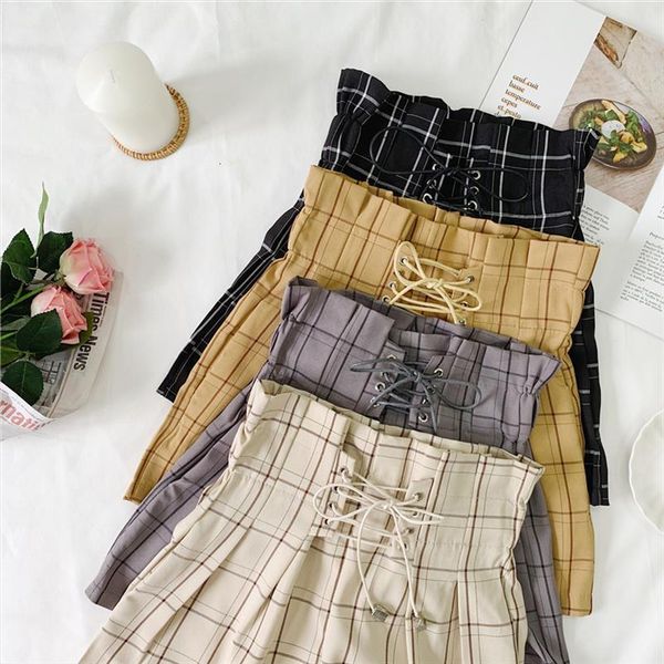 japanese harajuku retro plaid summer women short fashion lace up high waist wide leg girls, White;black
japanese harajuku retro plaid summer women short fashion lace up high waist wide leg girls, White;black