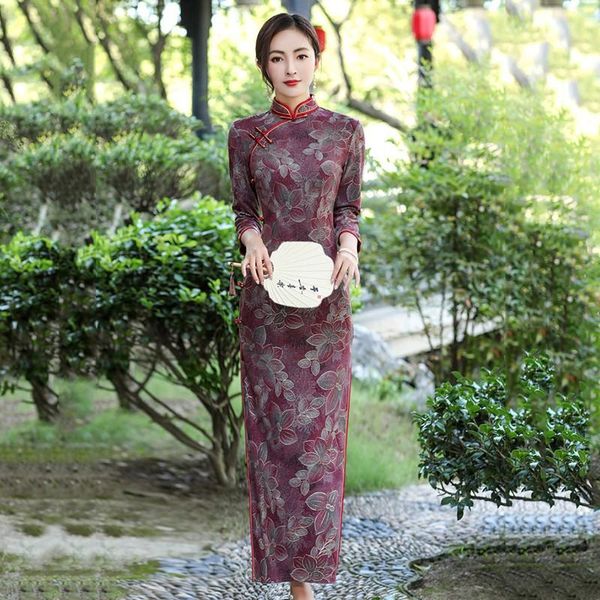 ethnic clothing lady print flower cheongsam satin vintage button qipao mandarin collar chinese traditional dress gown sheath long vesti, Red
ethnic clothing lady print flower cheongsam satin vintage button qipao mandarin collar chinese traditional dress gown sheath long vesti, Red