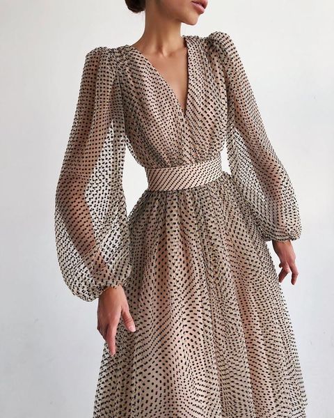 spring autumn elegant women dress bubble sleeve v-neck polka dot slim chiffon high waist party dresses w153 casual, Black;gray
spring autumn elegant women dress bubble sleeve v-neck polka dot slim chiffon high waist party dresses w153 casual, Black;gray