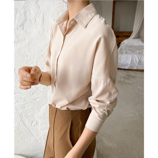 spring autumn women's blouse solid multi colors lapel single-breasted elegant casual oversize wild pink blouses & shirts, White
spring autumn women's blouse solid multi colors lapel single-breasted elegant casual oversize wild pink blouses & shirts, White