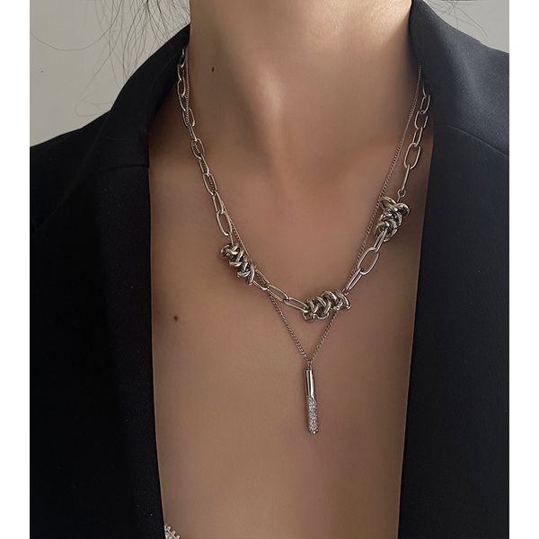 designer necklace luxury chain south korea dongdamen fashion personality zircon geometric double s neck net red temperament, Silver
designer necklace luxury chain south korea dongdamen fashion personality zircon geometric double s neck net red temperament, Silver